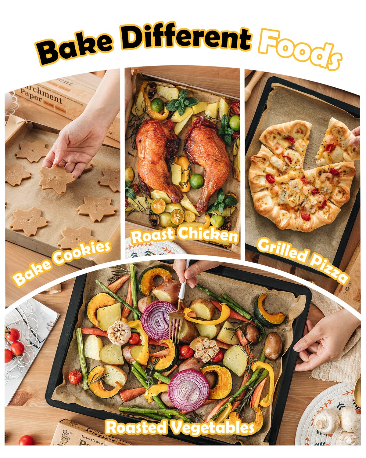 Katbite 12X16 Inch Parchment Paper Sheets, Pre Cut Unbleached Baking Paper, Heavy Duty & Non-Stick For Half Sheet Baking, Cookin